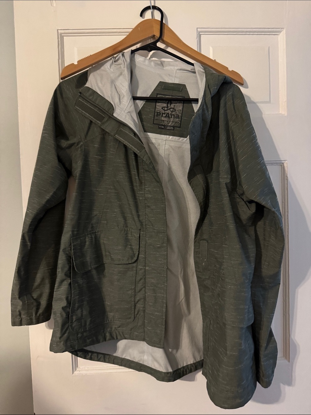 Prana Olive Green Hooded Rain Jacket